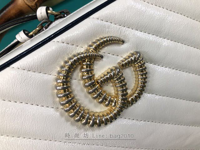 Gucci古馳包包 G家新款女包 602270 古奇白色全皮女士手提肩背包 Gucci竹節包 gdj1471